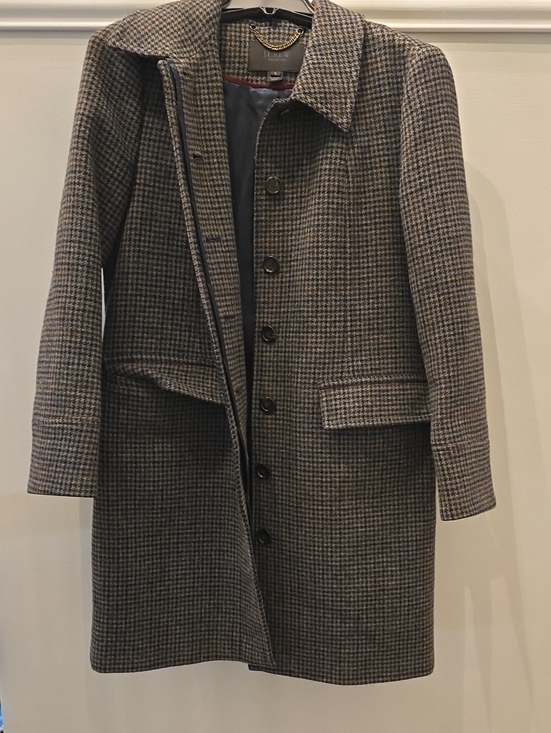 J. Crew Jackets & Blazers - J. Crew Collection  Houndstooth Wool Blend Coat in Brown and Gray plaid sz 6